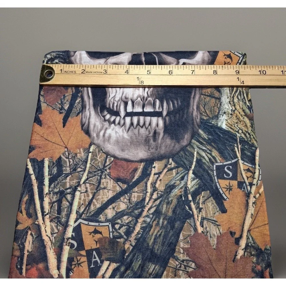 SA Co Skull Forest Camo Neck Gaiter Face Shield Mask Mens Brown Orange Tactical